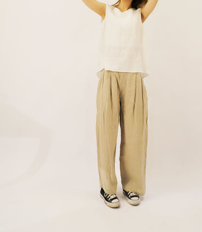edoa Washed Linen Wide Leg Trousers