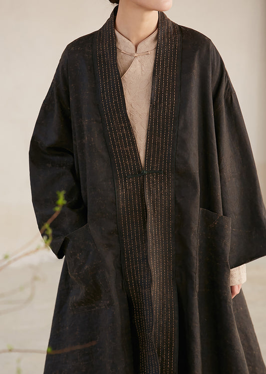 edoa Mud Noil Silk Kimono Coat