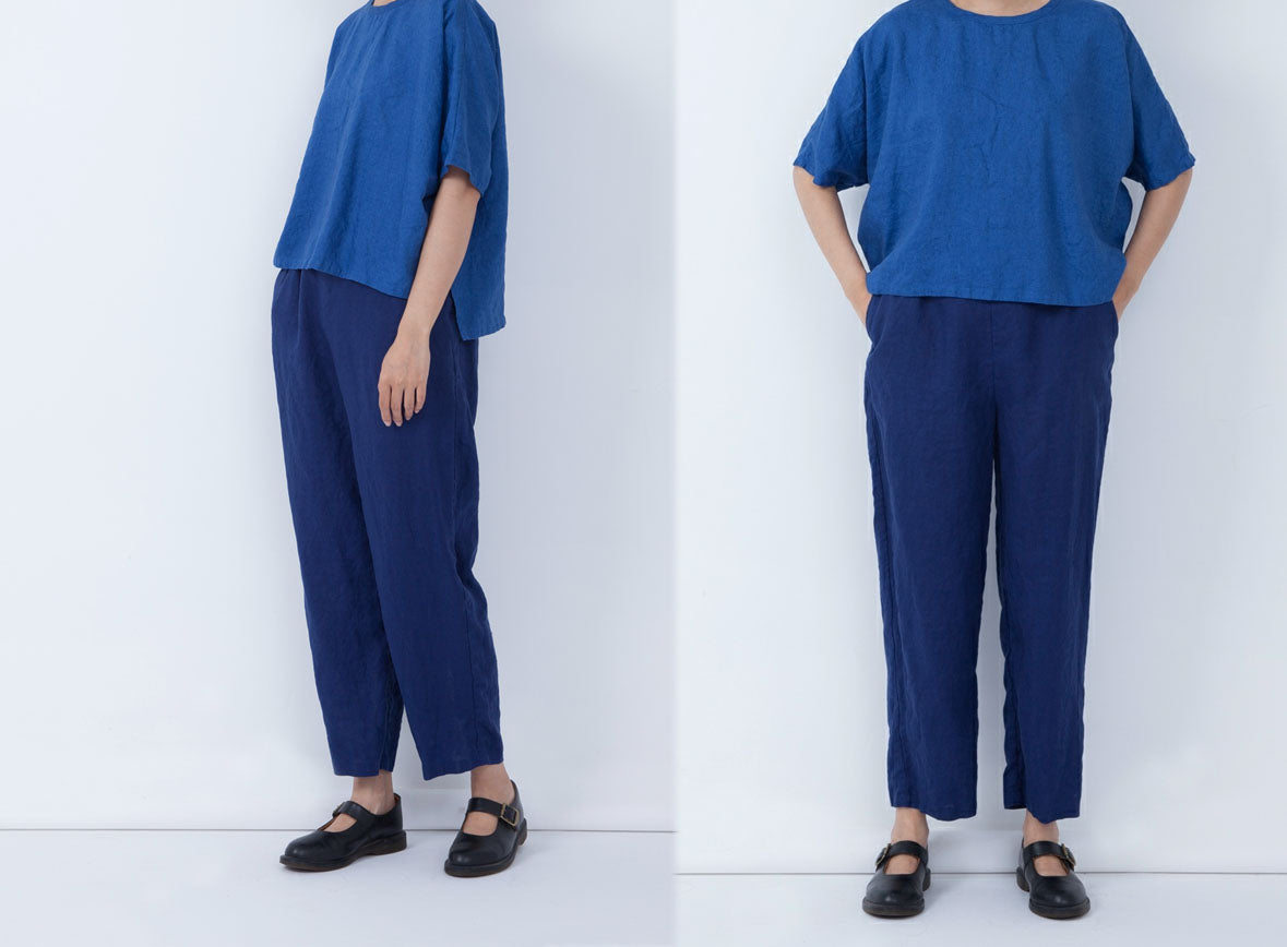 edoa Loose Fitting Linen Tapered Pants