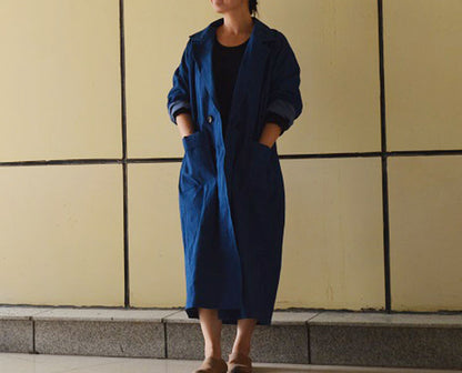 edoa Double Breasted Plant dyed Cotton Trench Coat 