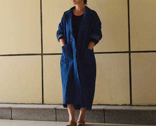edoa Double Breasted Plant dyed Cotton Trench Coat 