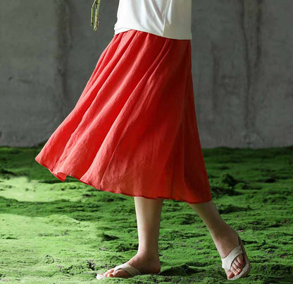 edoa Ramie Cotton Blend A-line Skirt