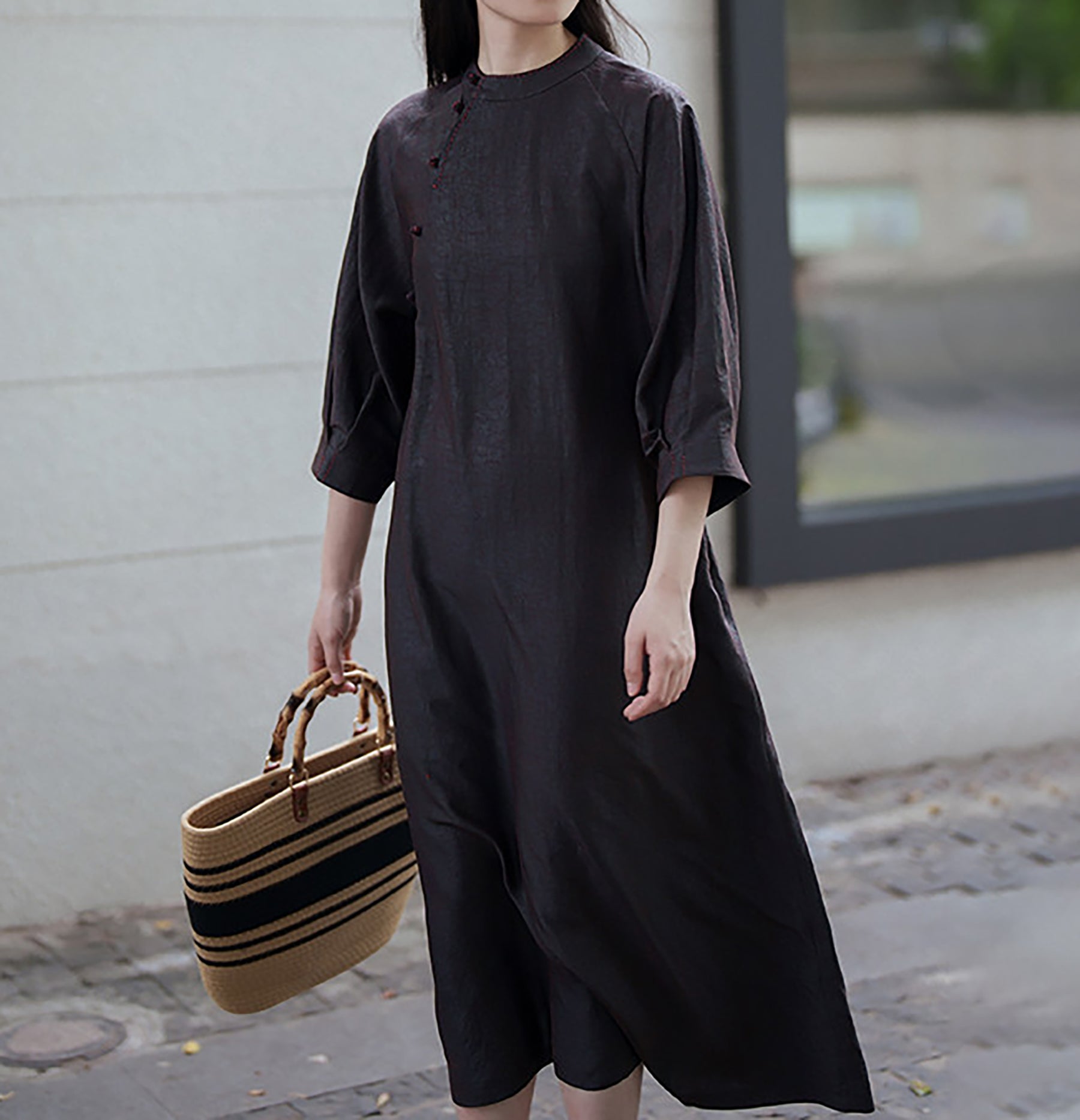 edoa Cracked Mud Silk Full Dress