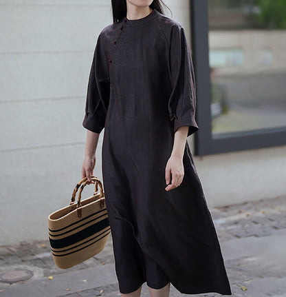edoa Cracked Mud Silk Full Dress