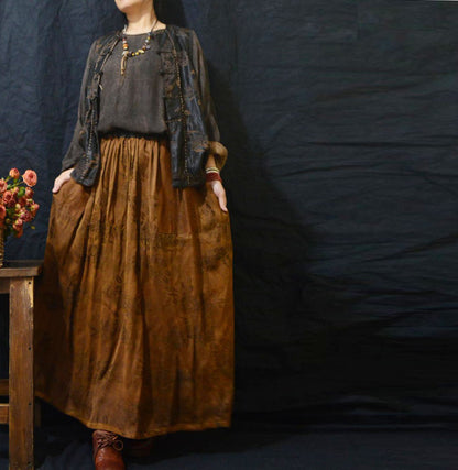 edoa Reversible Mud Silk Rayon Blend Jacquard Skirt