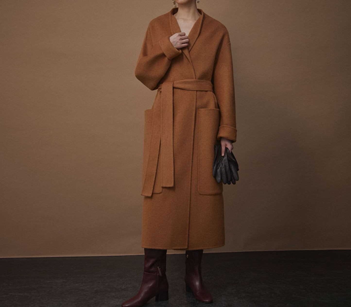 edoa Double Faced Wool Wrap Coat