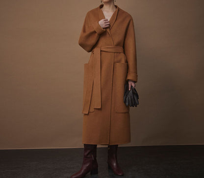 edoa Double Faced Wool Wrap Coat