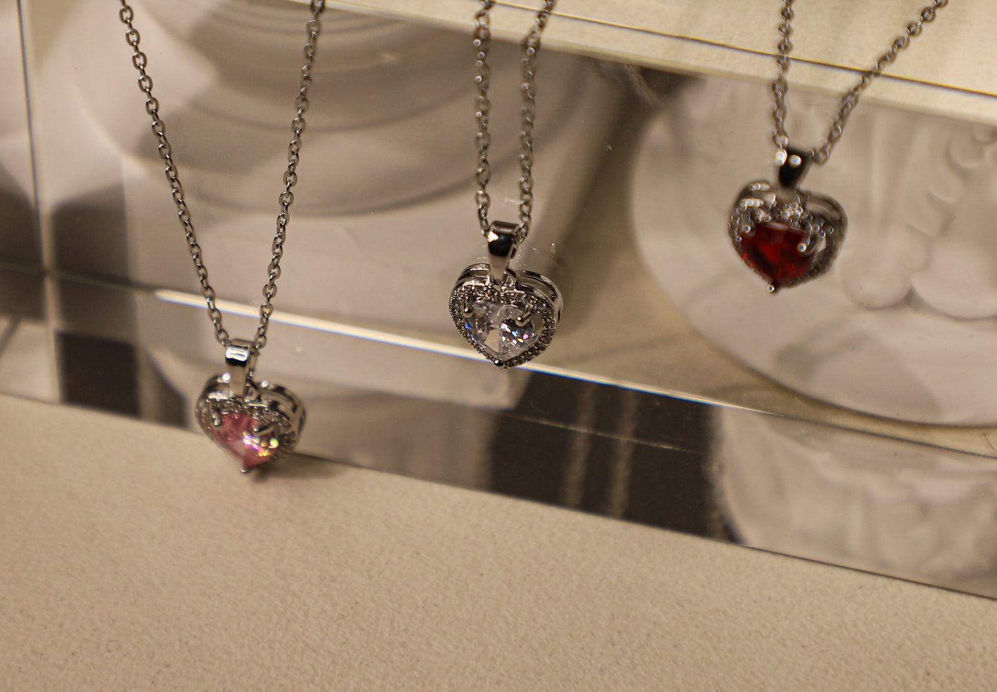 edoa Sparkling Crystal Heart Halo Pendant Necklace