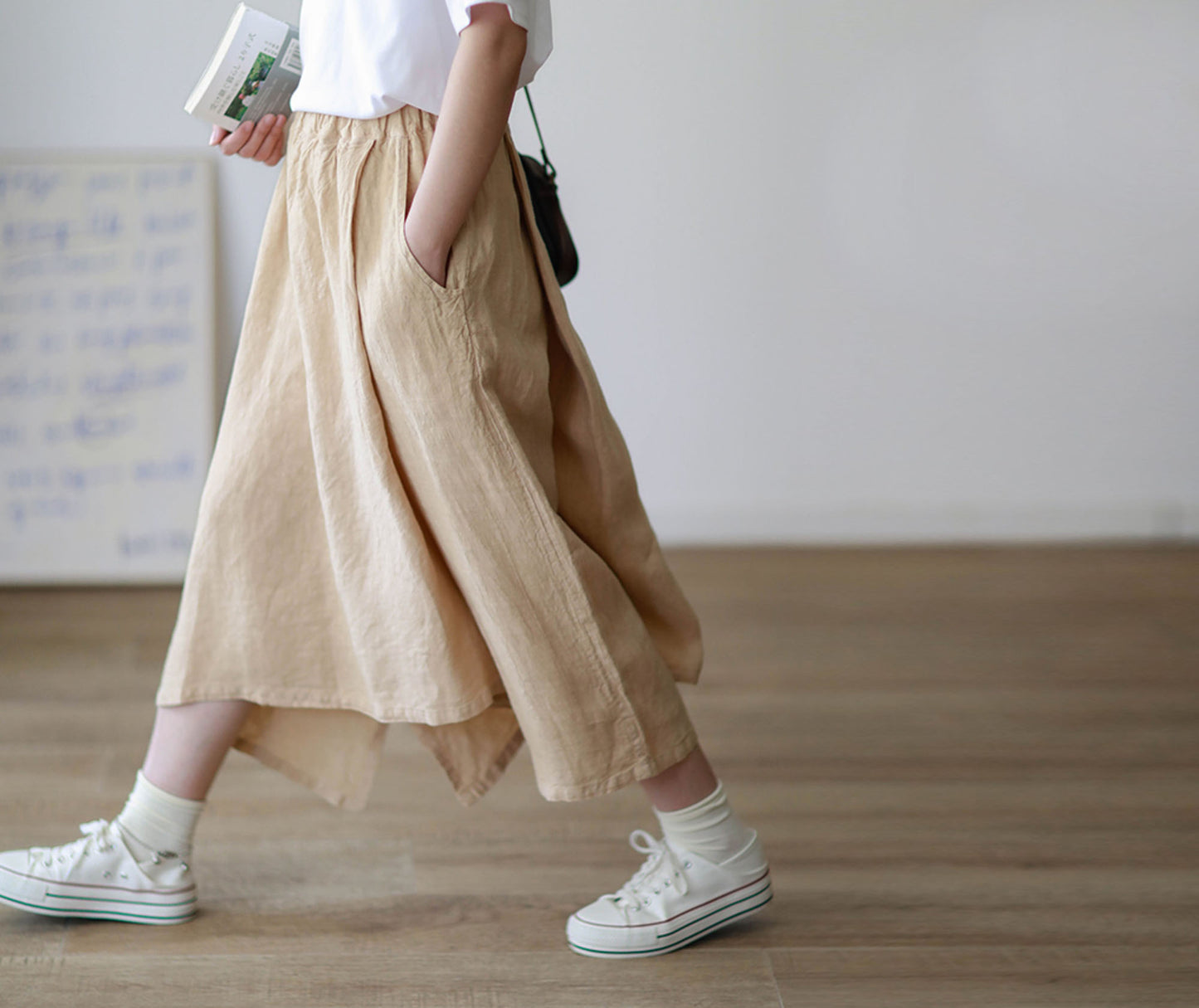 edoa Linen Asymmetric Skants 