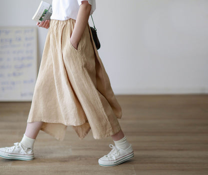 edoa Linen Asymmetric Skants 