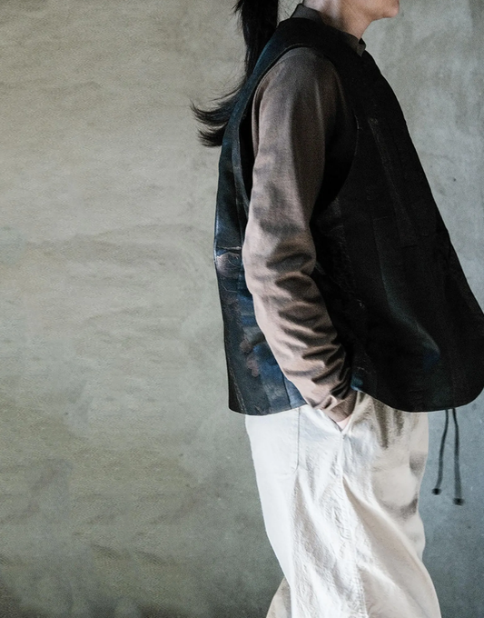 edoa Mud Silk Patchwork Padded Vest