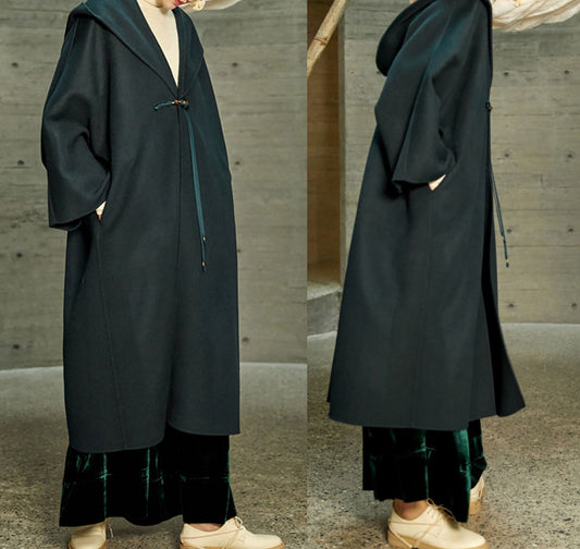edoa Double Faced Wool Hooded Coat