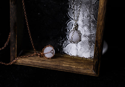 edoa Captured Moon Natural White Crystal Necklace