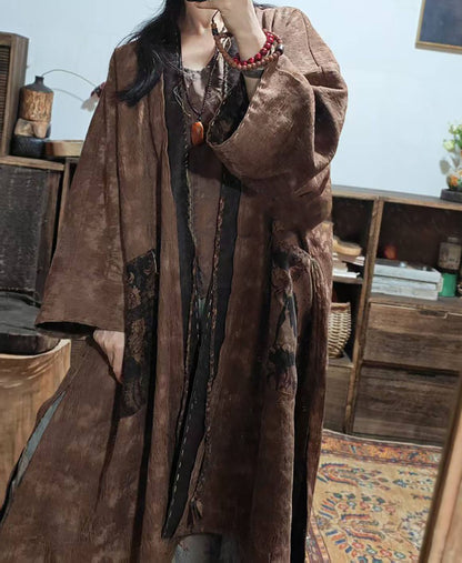 Reversible Mud Silk Linen Blend Jacquard Kimono Coat co0244 X336