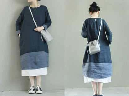 edoa Two-toned Linen Tunic Dress