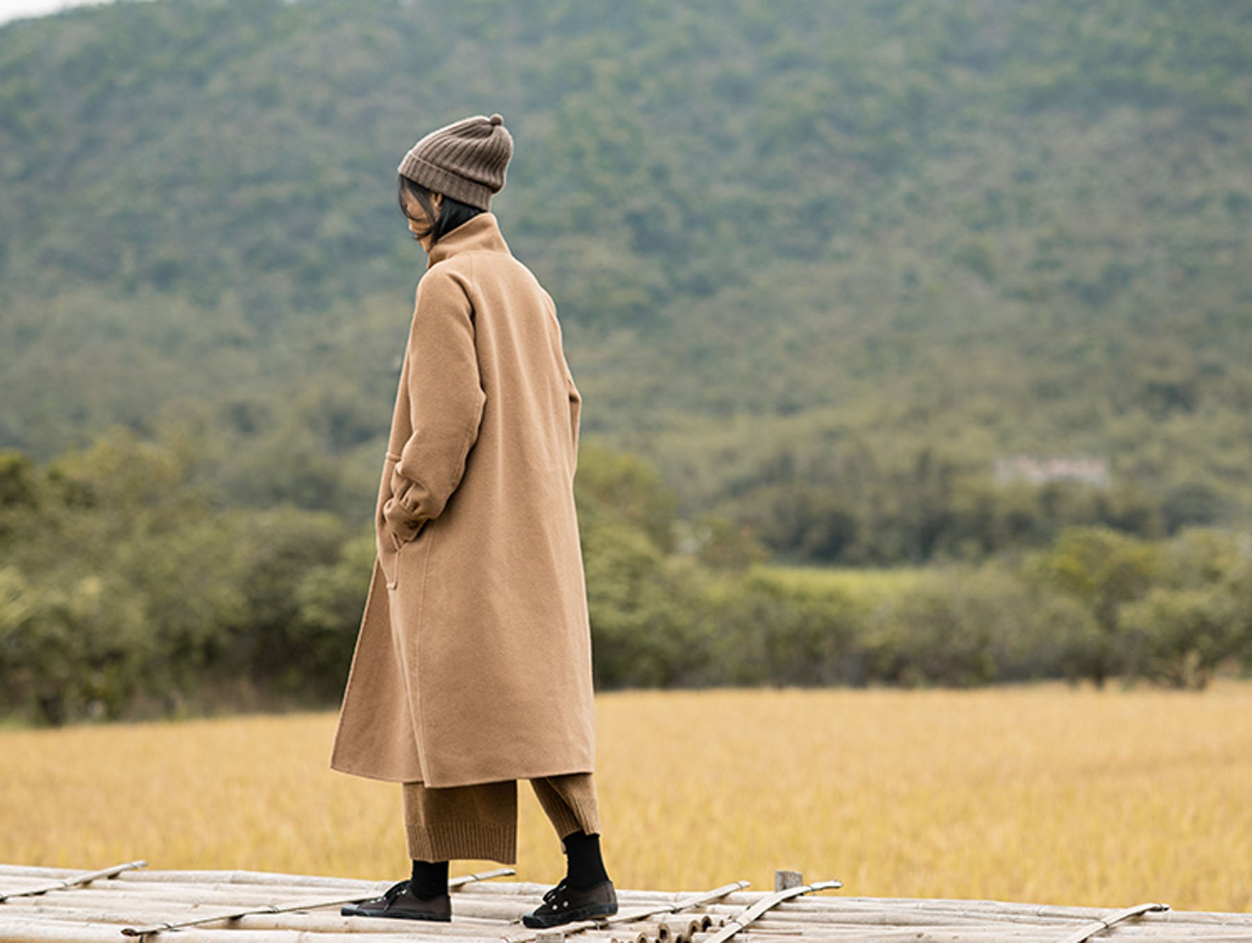 edoa Double Faced Wool Camel Hair Coat 
