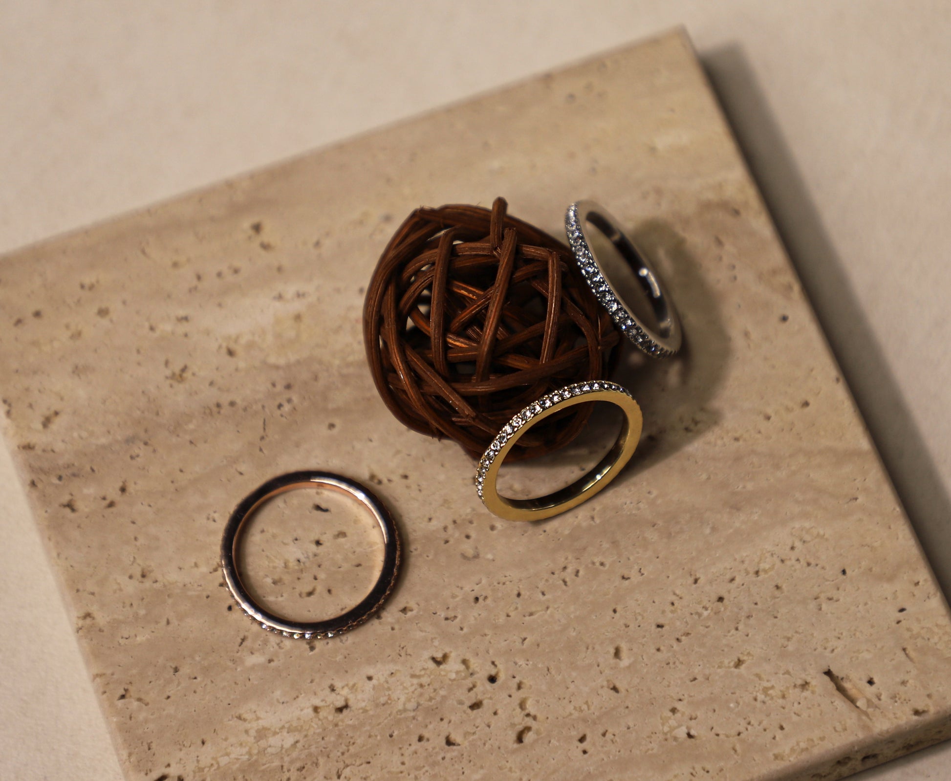 edoa Minimalist Starlight Diamond Stacking Ring