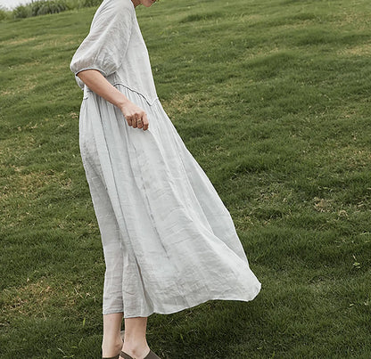 edoa Silk Linen Blend Maxi Dress