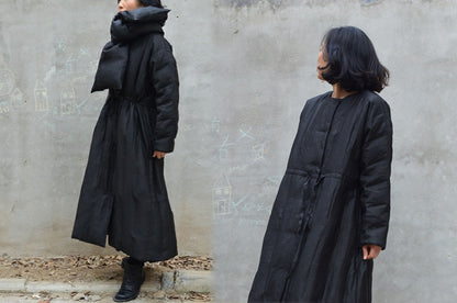 edoa Mud Silk Goose Down Long Coat