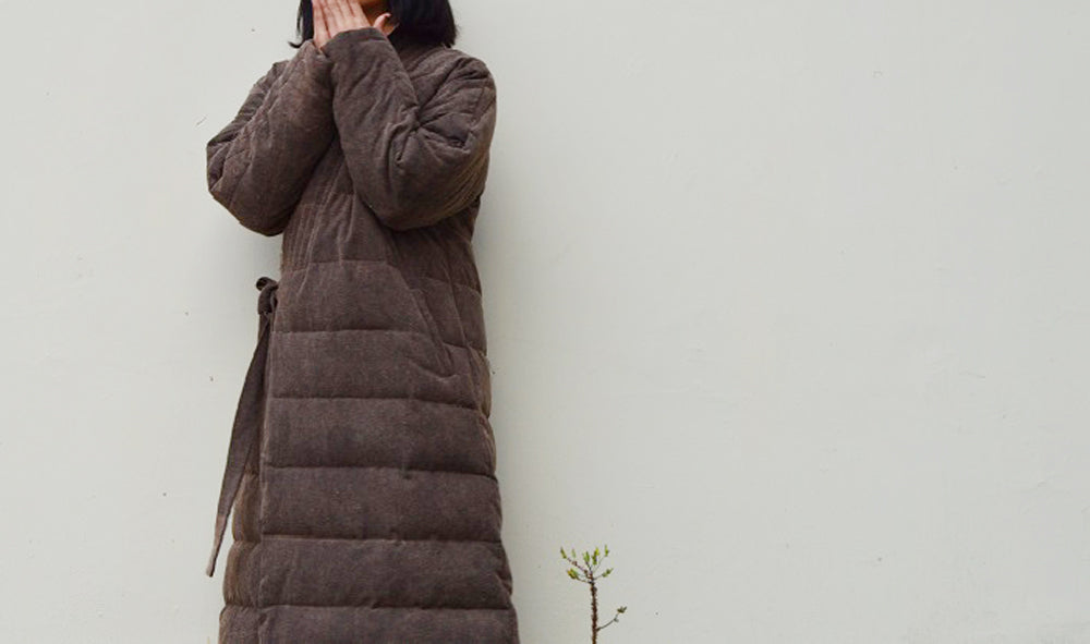edoa Tussah Silk Winter Quilt Down Coat