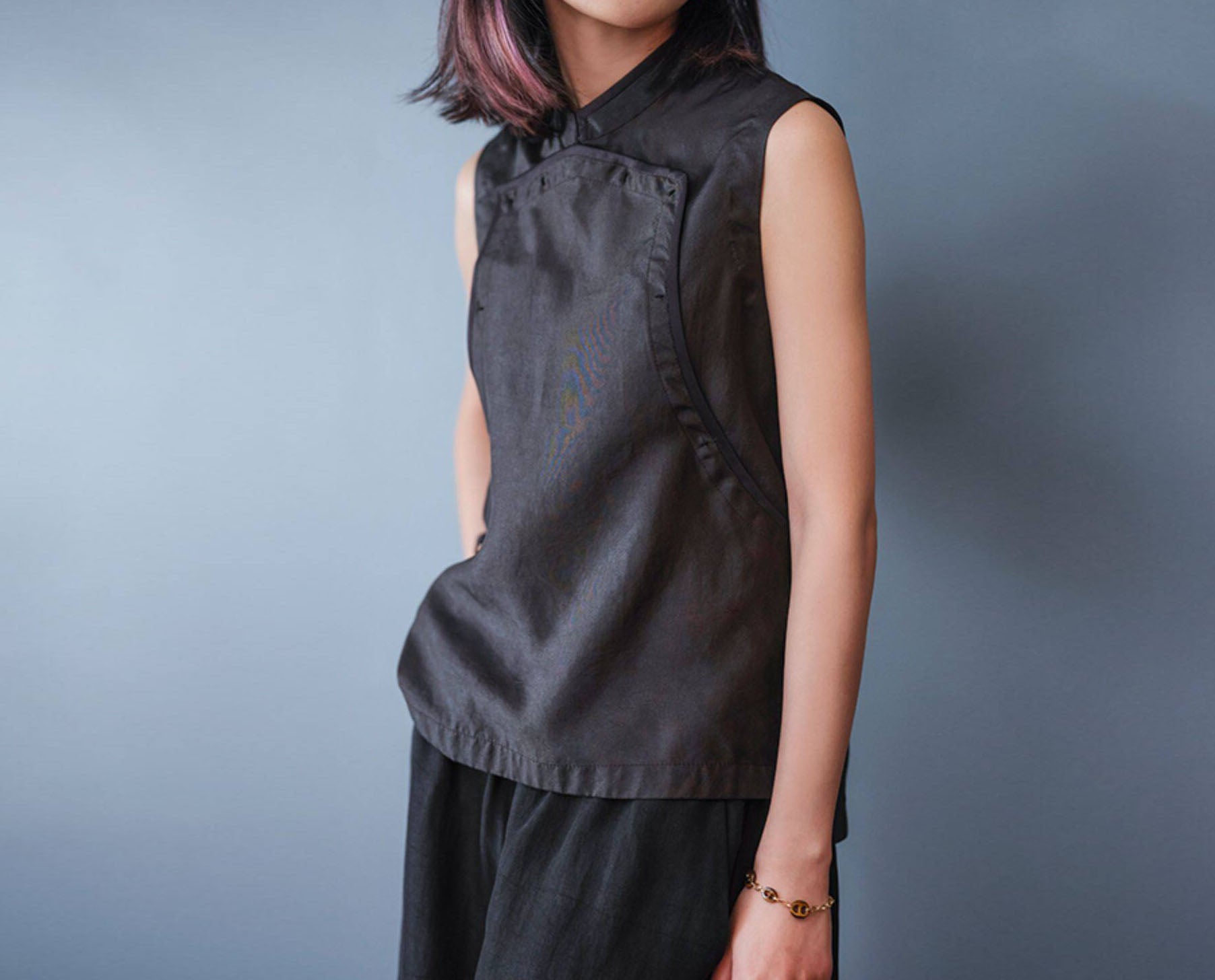 edoa Summer Elegant Retro Mud Silk Sleeveless Chinese Style Top