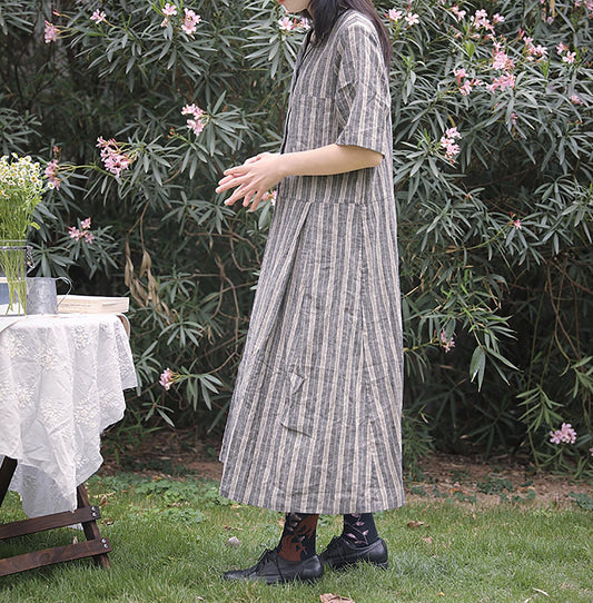 edoa Loose Fitting Stripe Blouse Dress