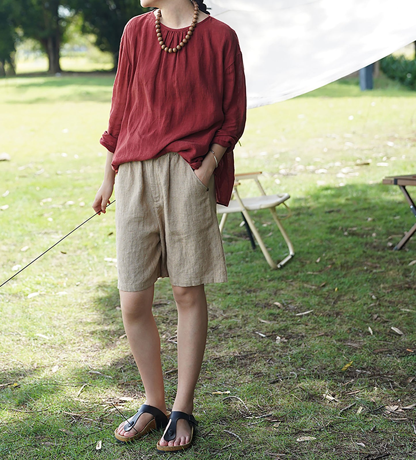 edoa Loose Fitting Linen Top