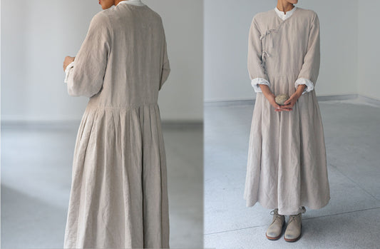 edoa Flax Linen Dress Coat 