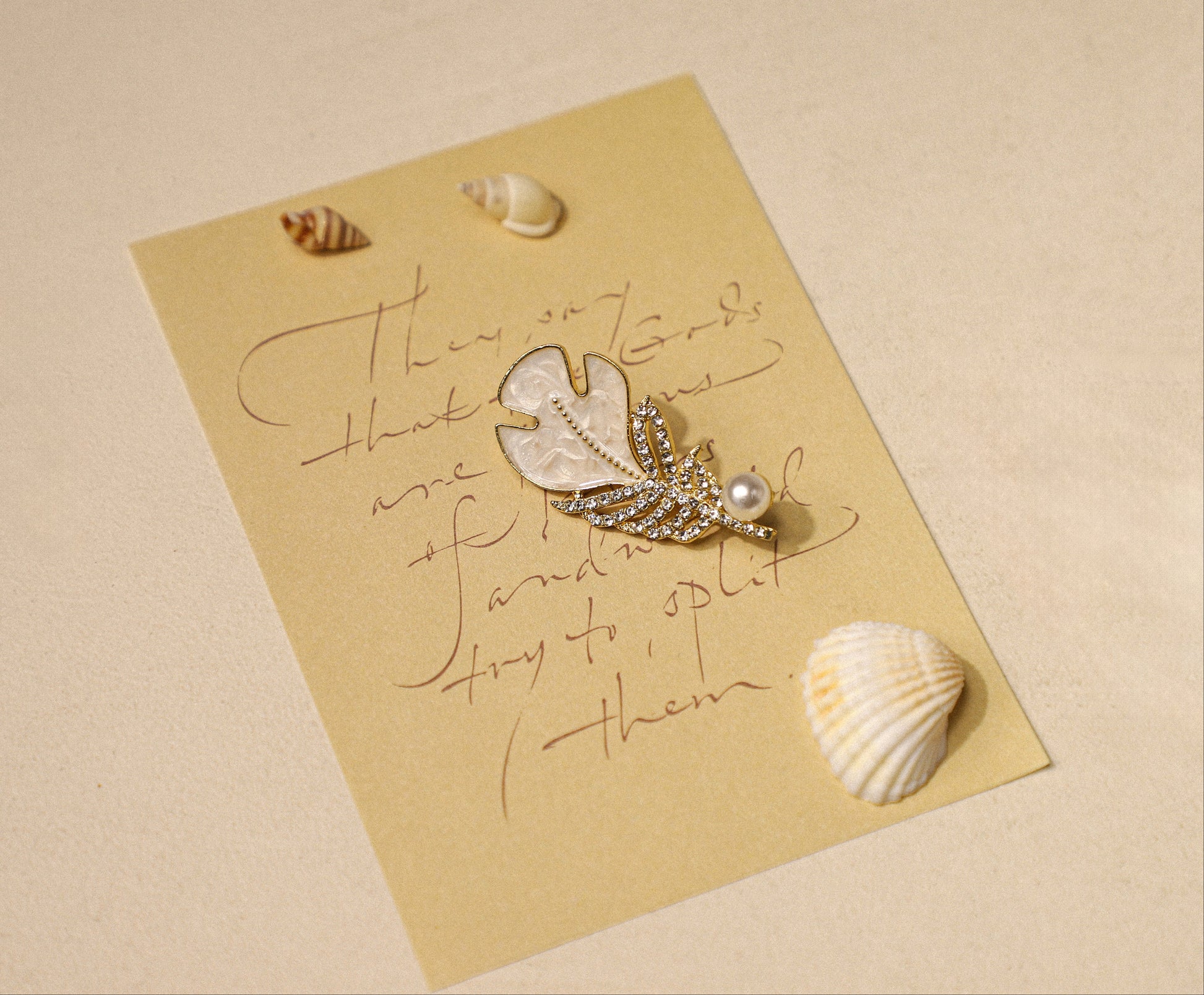 edoa Mother of Pearl Feather Brooch