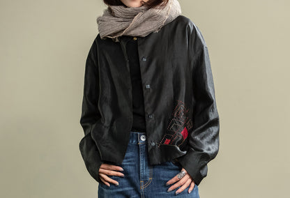 edoa Mud Silk Jacket decored with Applique