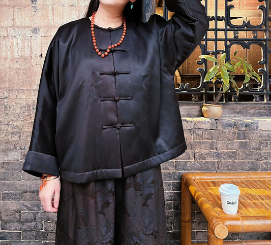 edoa Luxury Mud Silk Charmeuse Padded Chinese Jacket