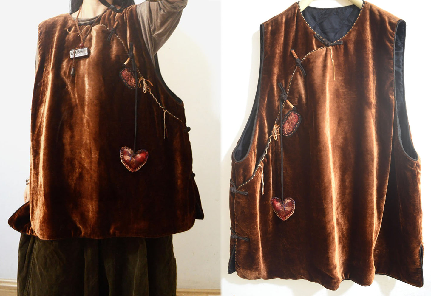 Mud Silk Velvet Padded Chinese Vest to0169 X302