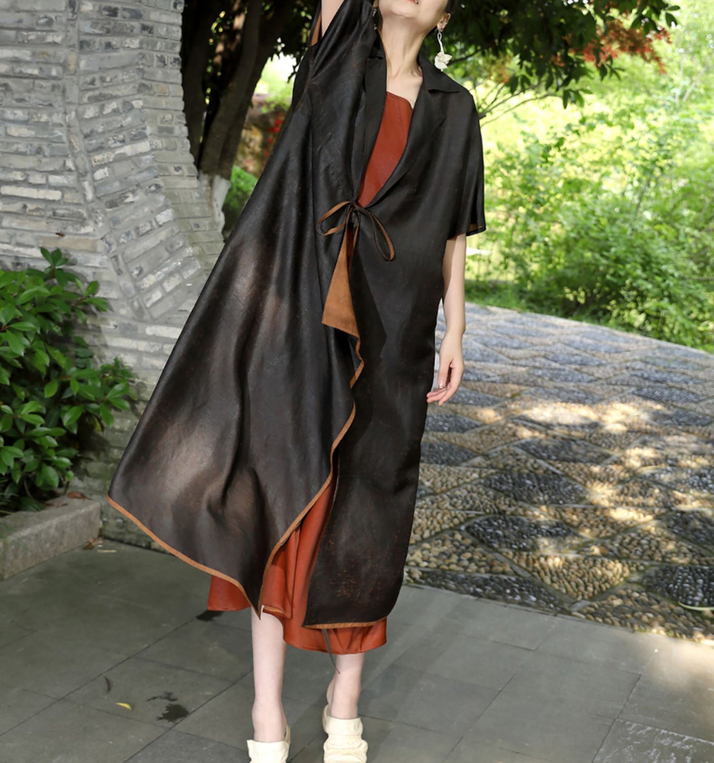 edoa Cracked Mud Silk Duster Coat