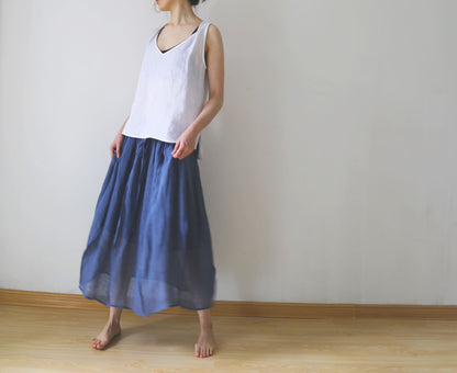 edoa Twisted V Neckline Linen Tank Top