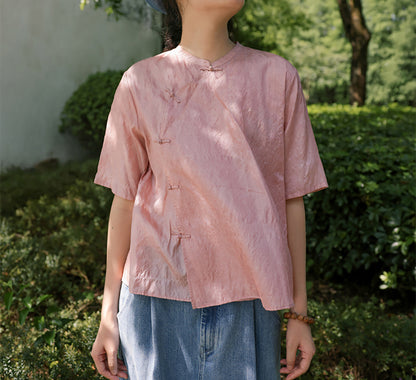 edoa Dupioni Tussah Silk Chinese Blouse