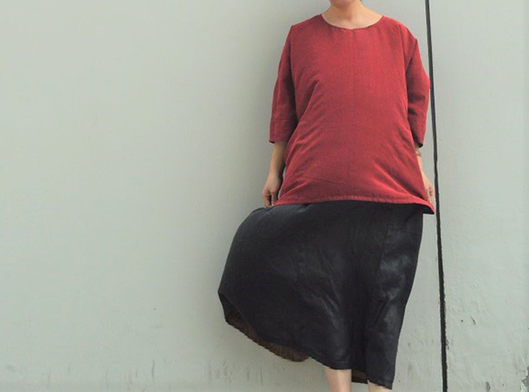 edoa Reversible Cracked Mud Silk Top