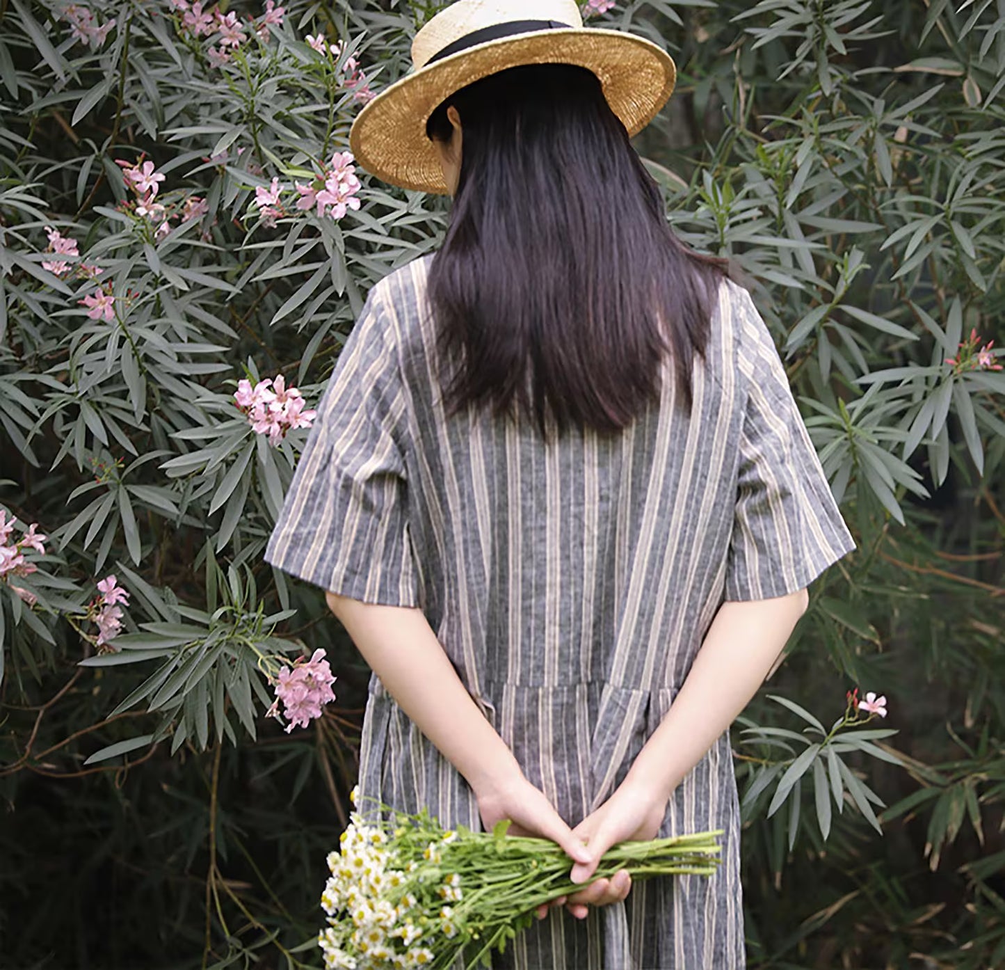 edoa Loose Fitting Stripe Blouse Dress