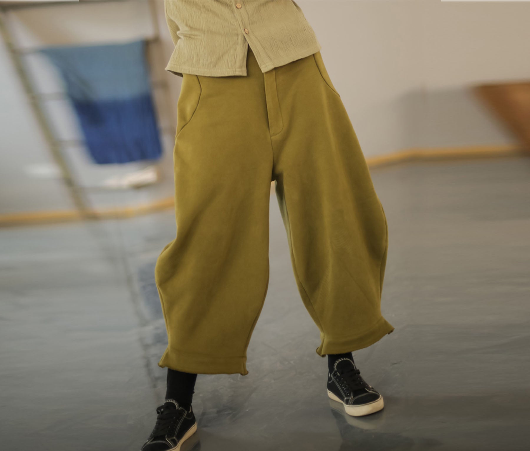 edoa Loose Unisex Cotton French Terry Cropped Pants