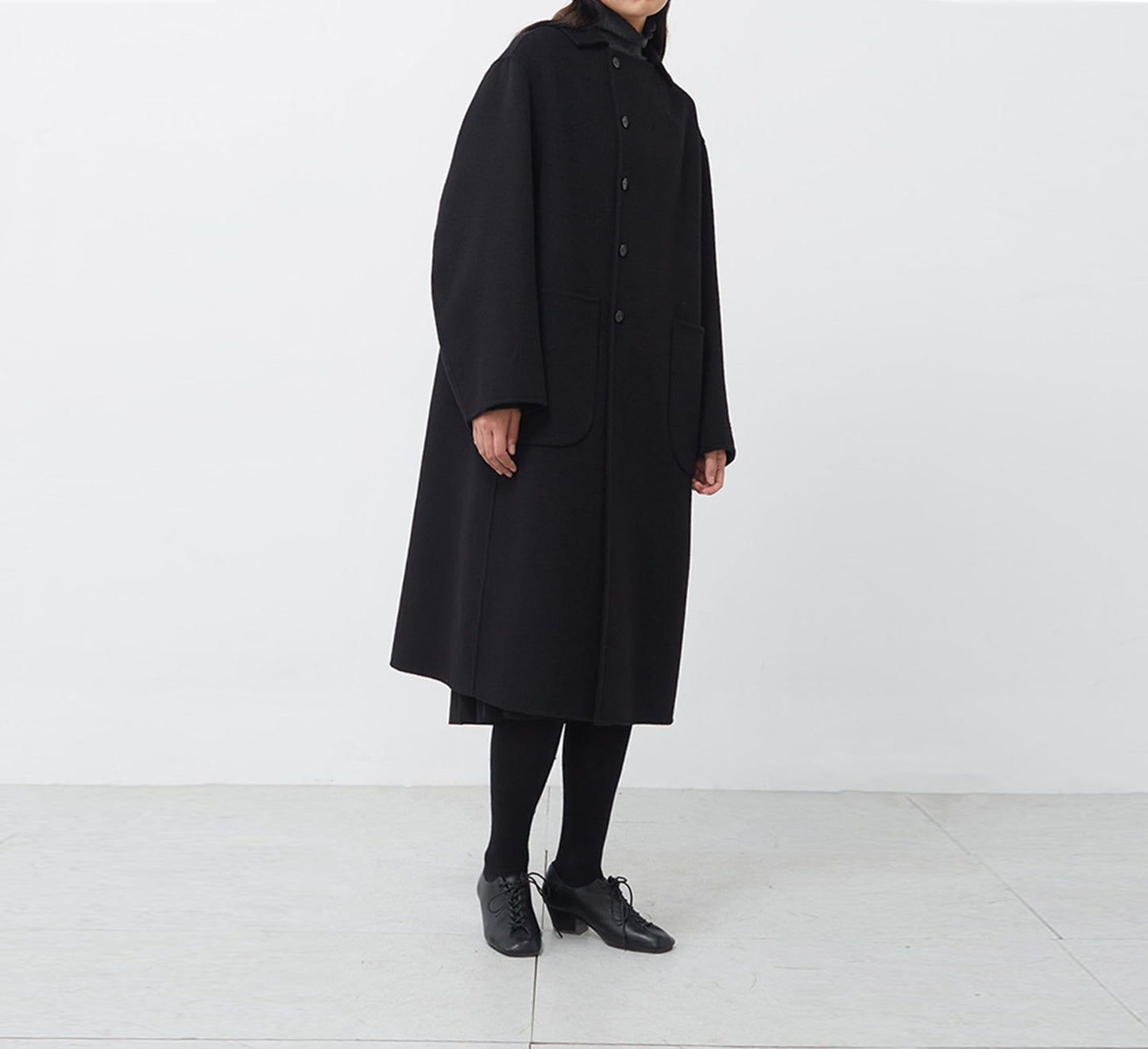edoa Double Faced Wool Cocoon Coat