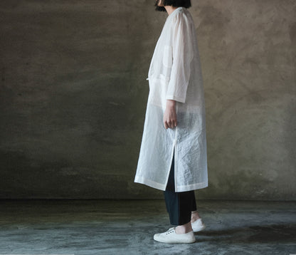 edoa Silk Linen Blend 3/4 Sleeve Dust Coat 