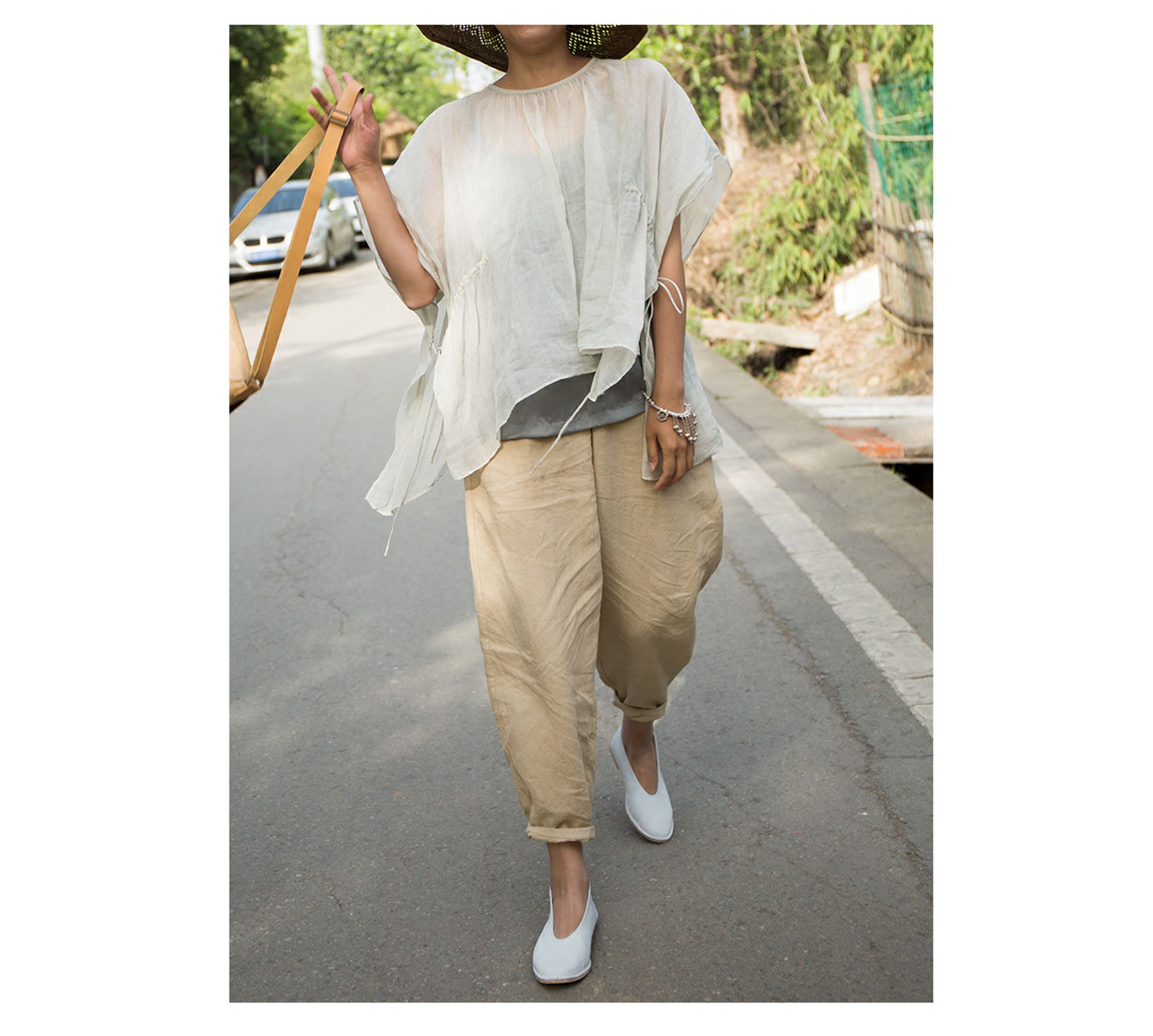 edoa High Counted Ramie Smock Tunic