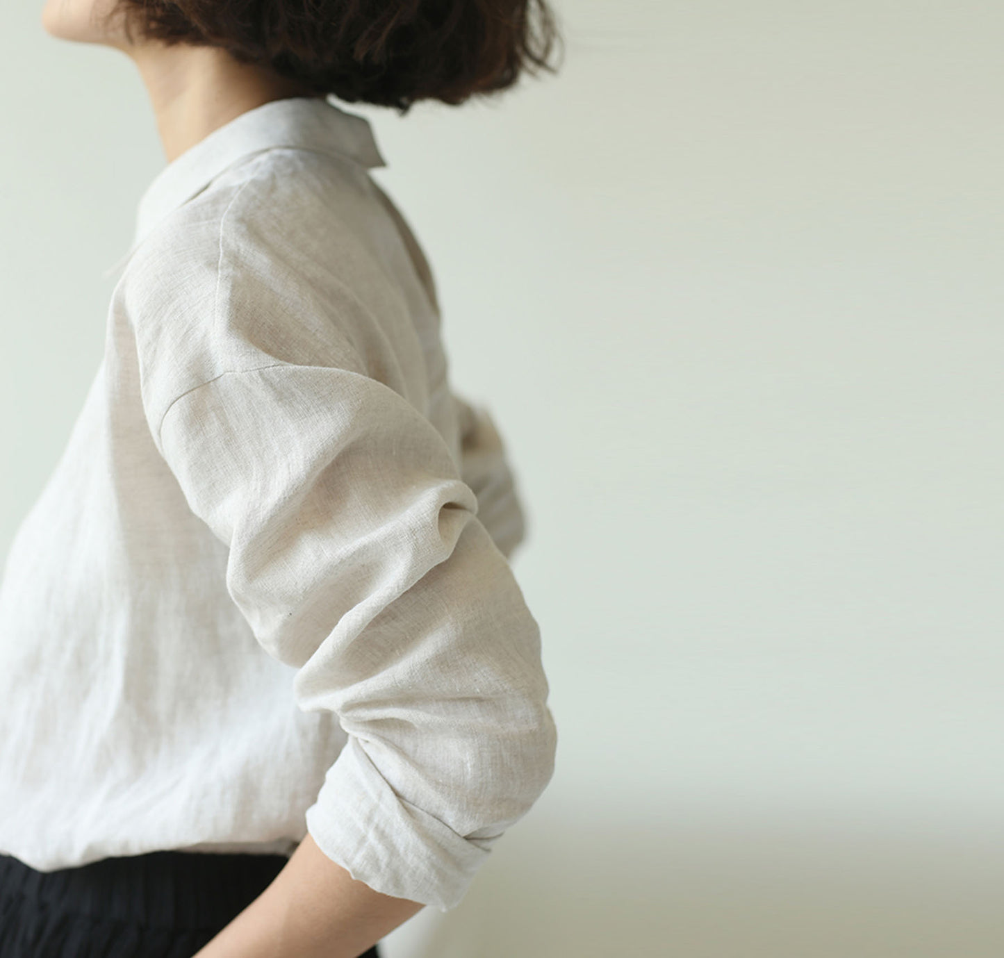edoa Washed Linen Long Sleeve Blouse