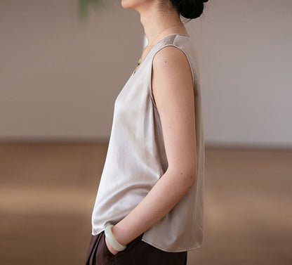 edoa Pure Silk Satin Tank Top