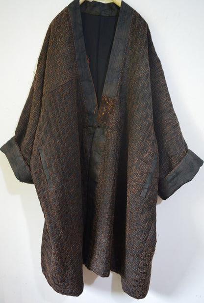 Mud Tussah Silk Tweed Kimono Coat co0242 X008