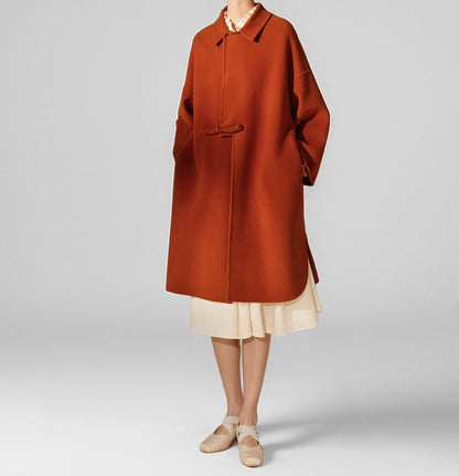 edoa Chinese Style Double-faced Wool Coat 