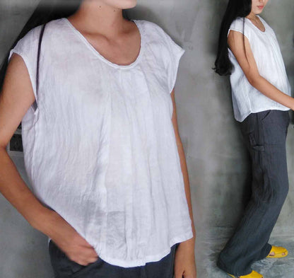 Simplicity White Washed Linen Top to0144 697