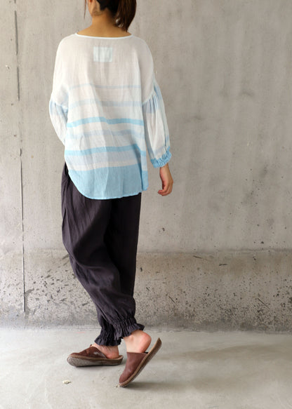 edoa Loose Stripe Ramie Top