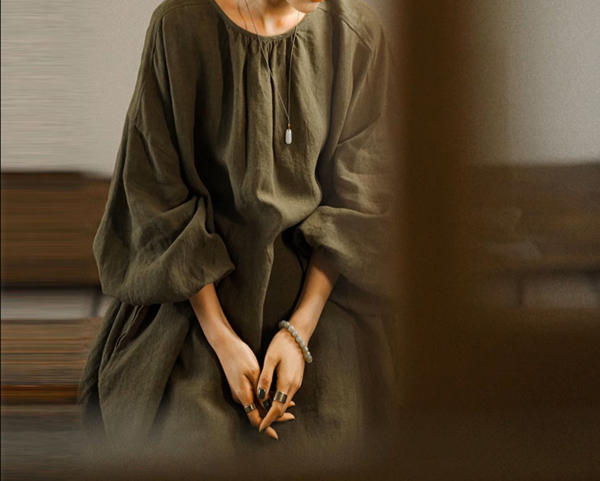 edoa Oversized Linen Tunic Dress