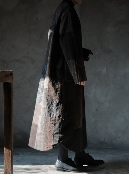 edoa Mud Tussah Silk Goose Padded Patchwork Gown