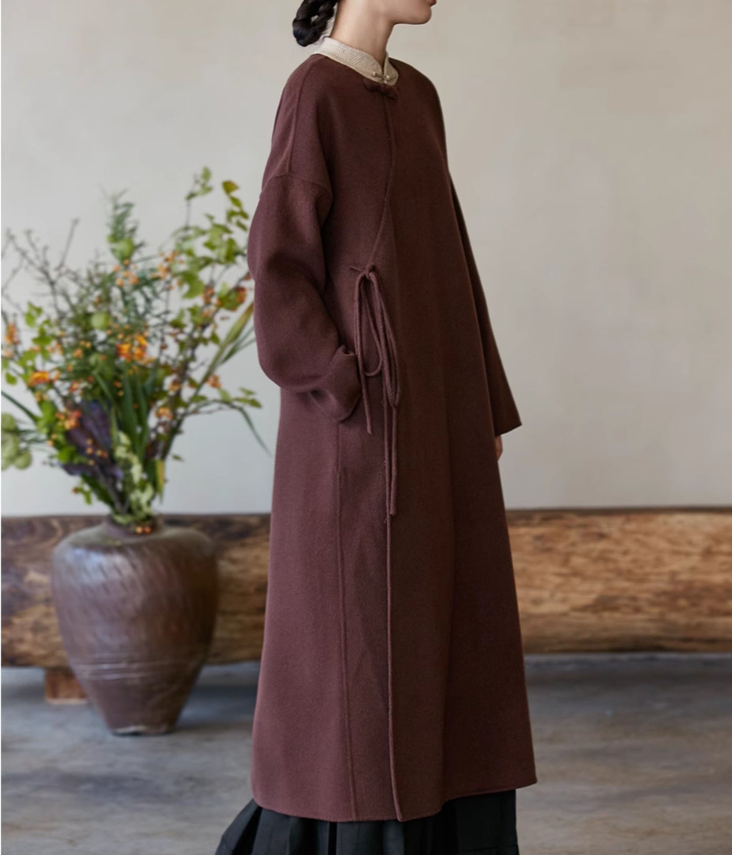edoa Double Faced Wool Chinese Dress